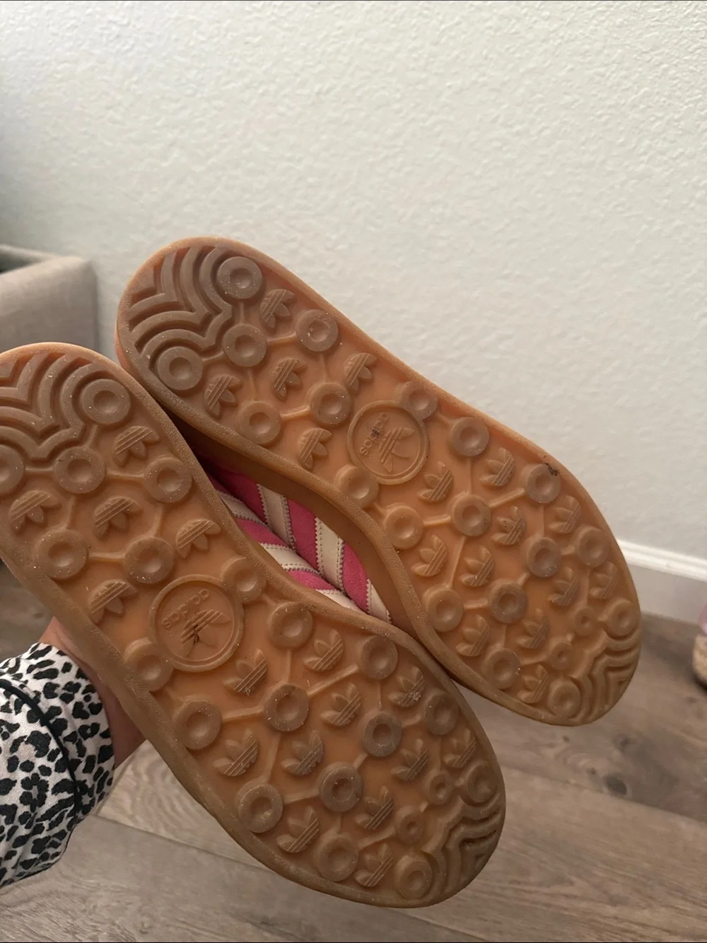 adidas Pink Suede Low-Top Sneakers with Cream Stripes